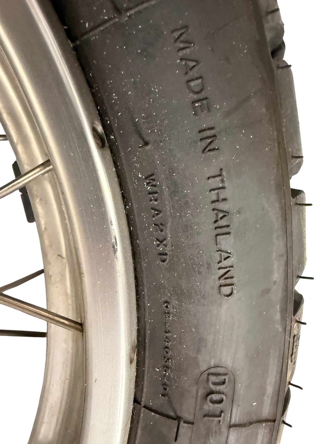 Rear tire DOT marking detail