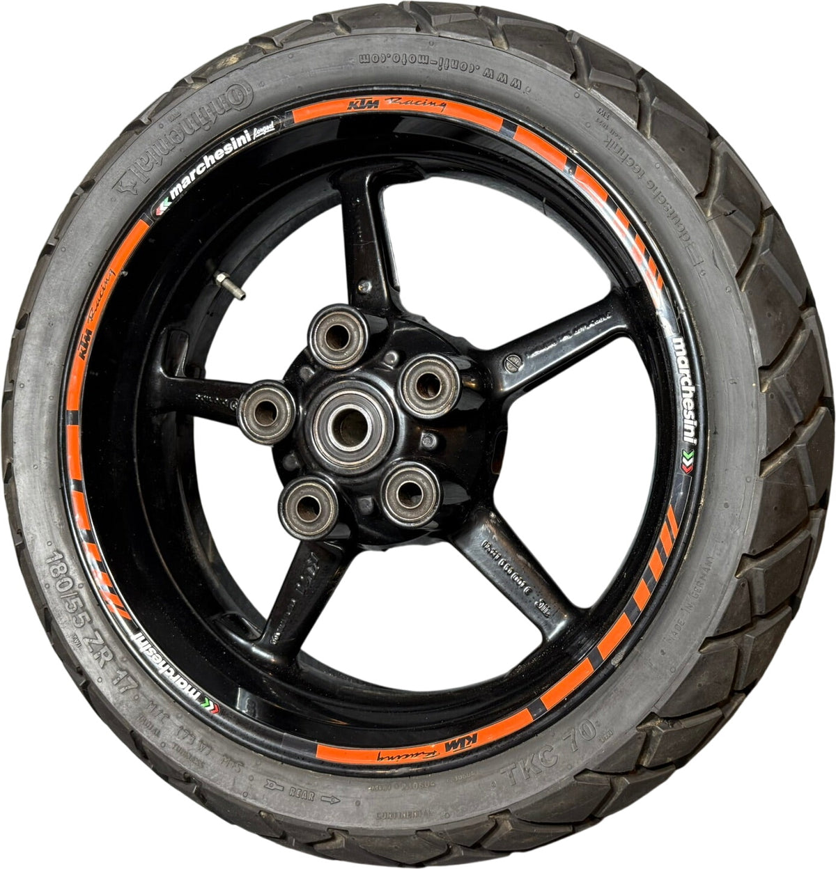 KTM 990 rear wheel and tire 6101000114430, alternate angle