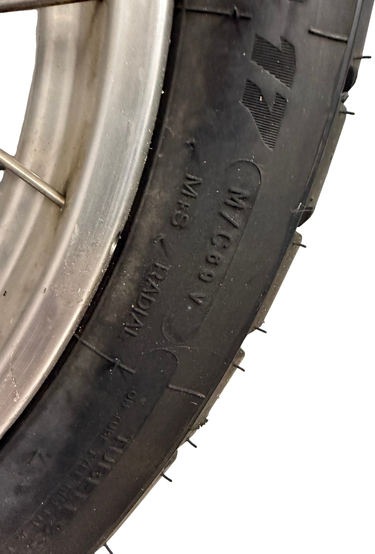 Rear tire load and speed rating markings