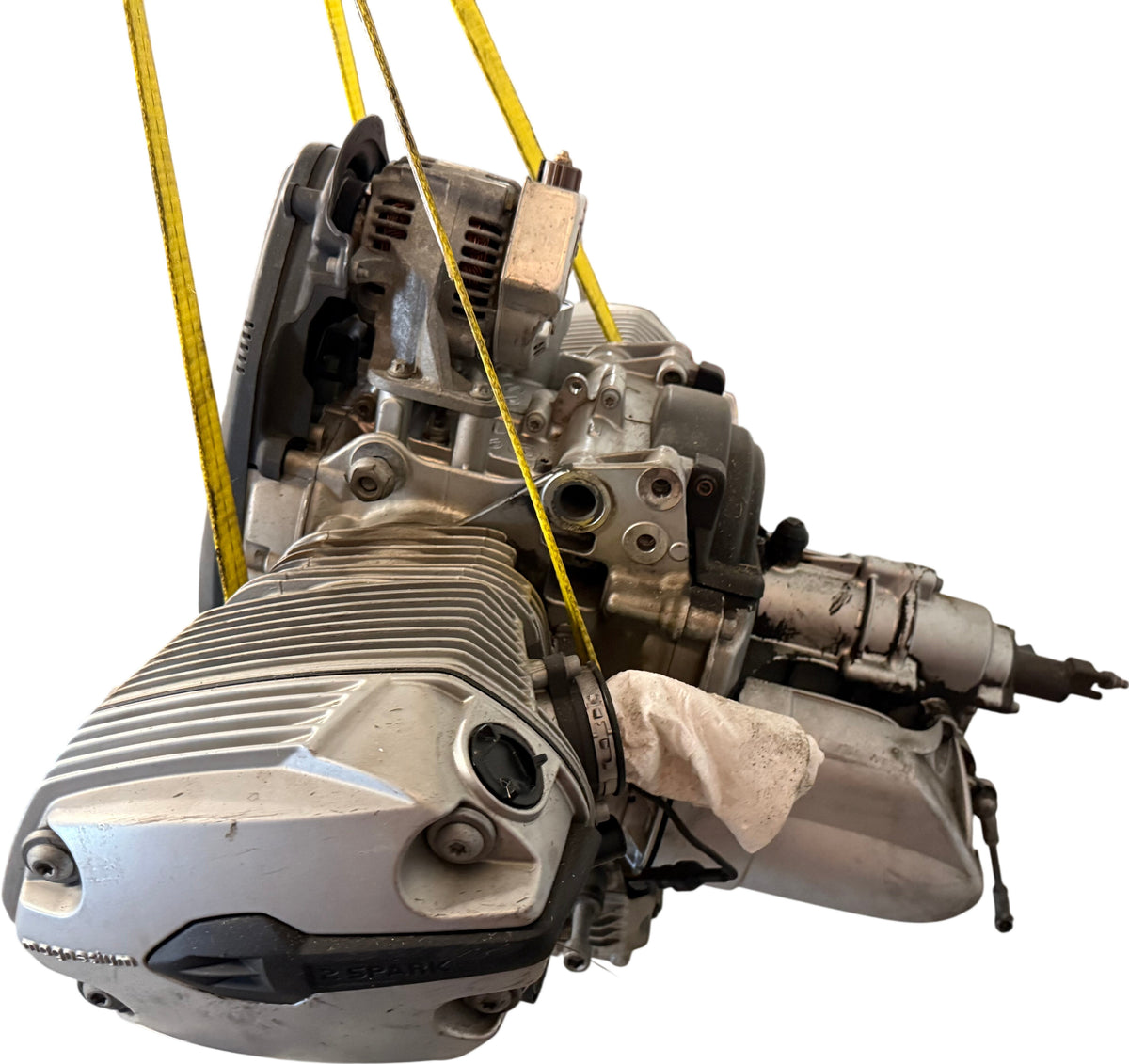 BMW R 1200 GS engine with gearbox and output shaft visible