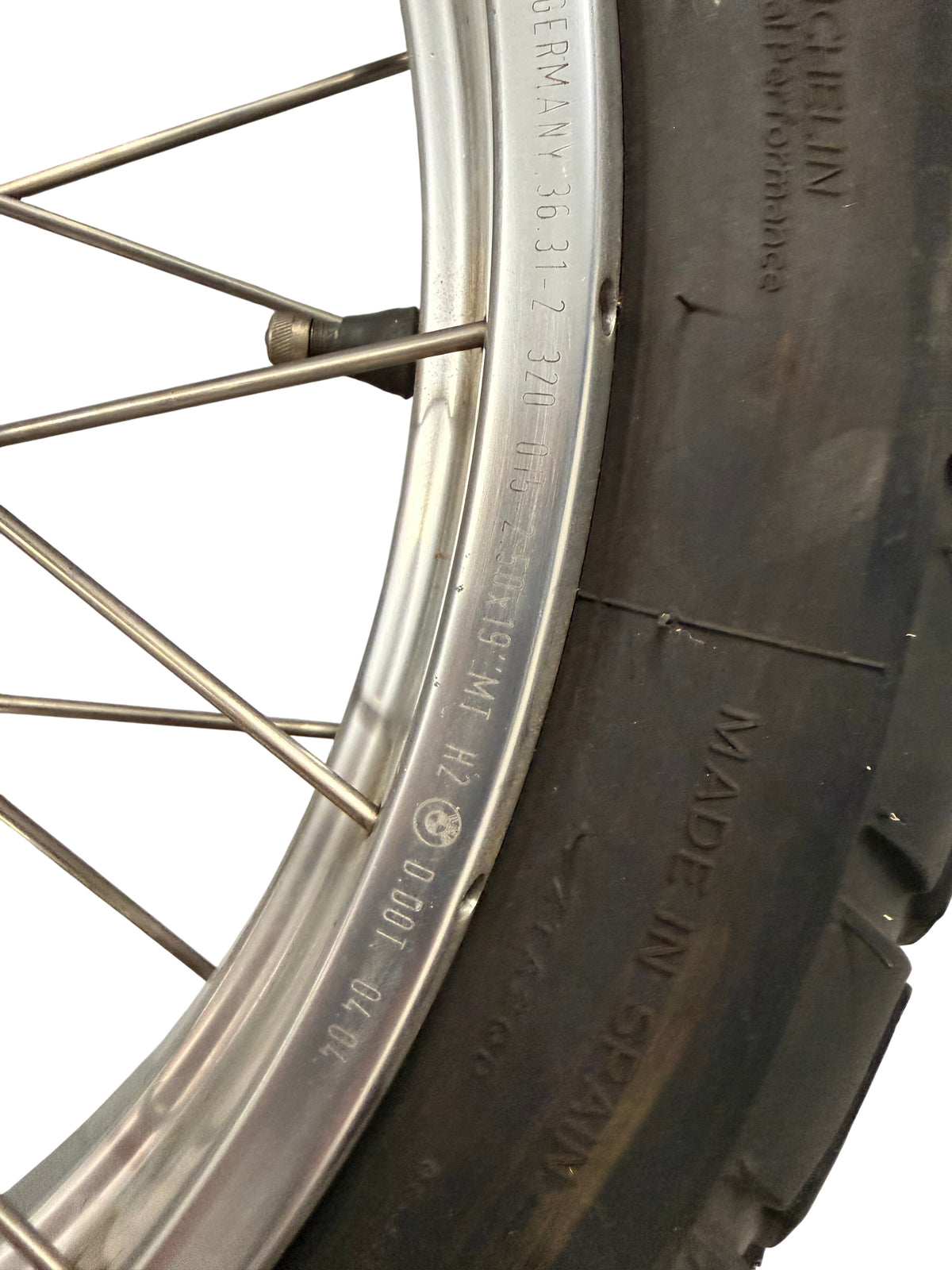 Rim marking and valve stem detail